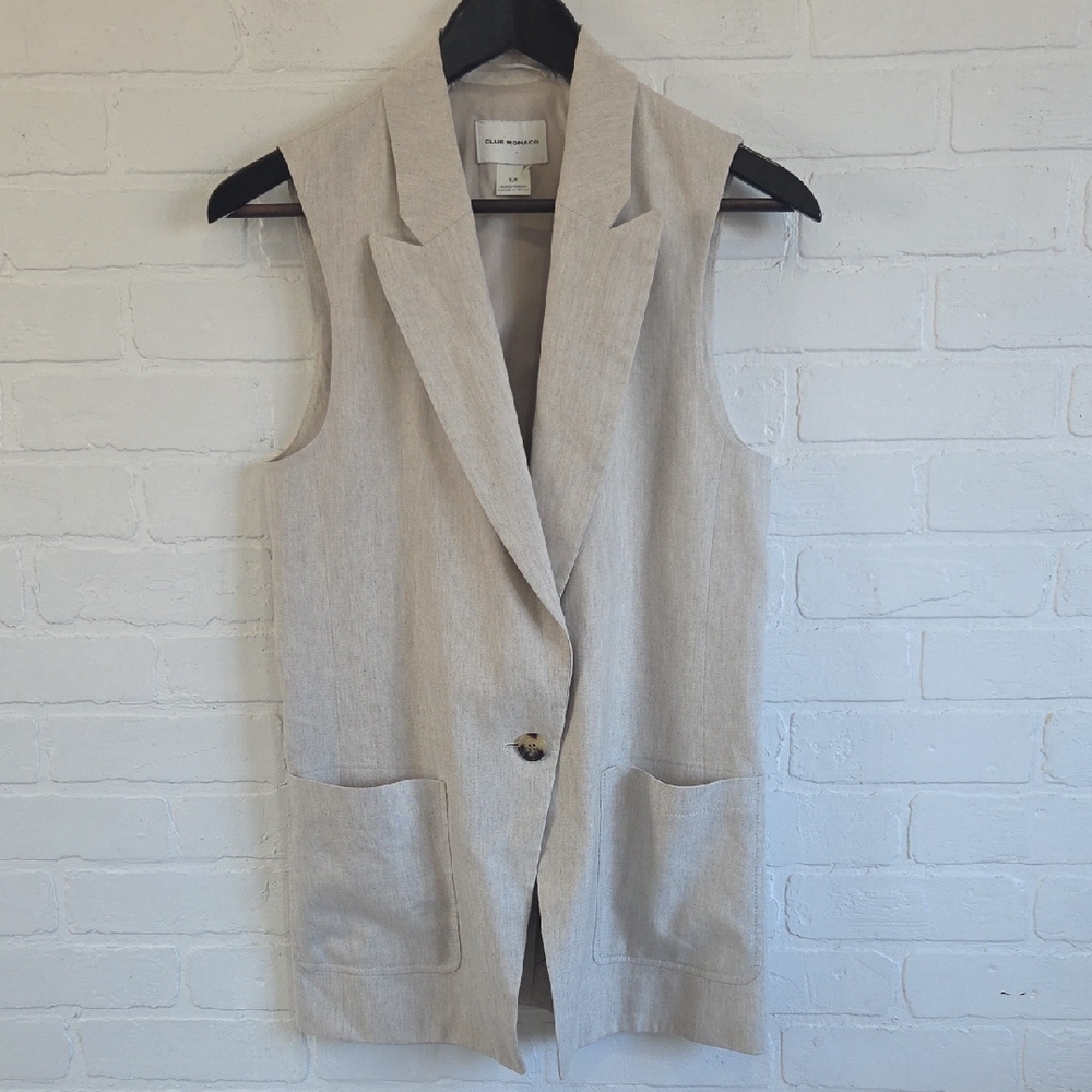 Club Monaco Minimalist Linen Blend Vest
